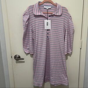 BURU Striped Pink and Blue Women’s T-shirt Dress